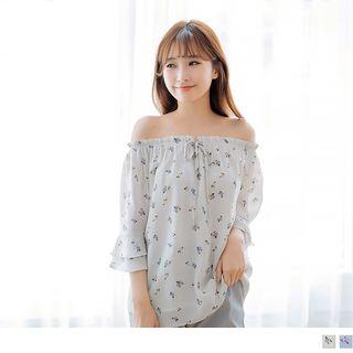 Ruffled Cuff Floral Smocked Top