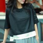 Mesh Elbow-sleeve T-shirt