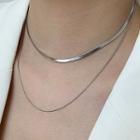 Snake Chain Layered Necklace E643 - Silver - One Size
