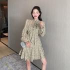 Corduroy Blazer / Long-sleeve Patterned A-line Dres