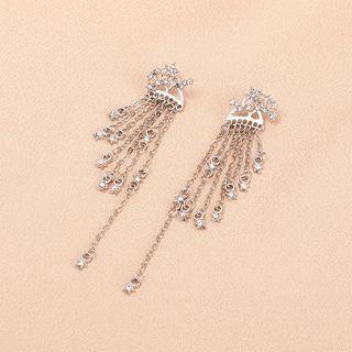 Star Rhinestone Alloy Fringed Earring Silver - One Size