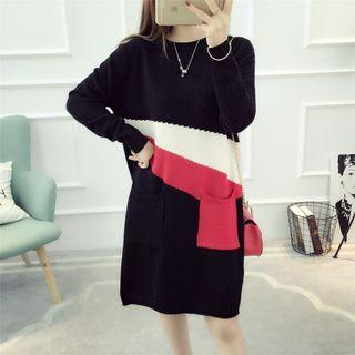 Color Block Midi Sweater Dress