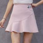 Ruffle-hem Applique A-line Skirt