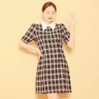 Collar-detail Checked Dress