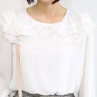 Lace-trim Collar Puff-sleeve Blouse