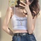Sleeveless Letter Printed Cropped Top White - One Size
