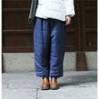 Padded Wide Leg Jeans Denim Blue - One Size