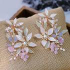 Wedding Flower Clip-on Earring 1 Pair - Pink - One Size