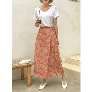 Silky Foliage Maxi Wrap Skirt