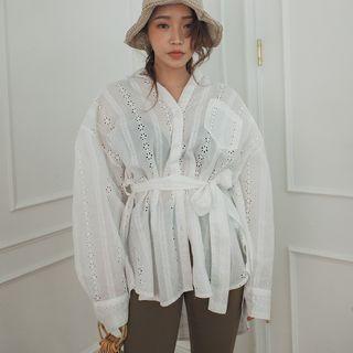 Pointelle Blouse White - One Size
