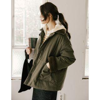 Fleece Detail Padded Trucker Jacket