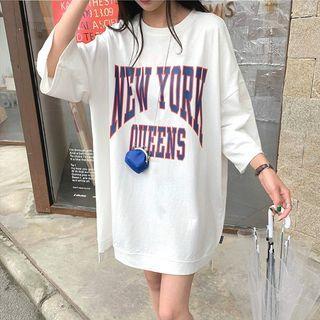 3/5 Sleeve Printed T-shirt Dress