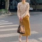 Cherry Cardigan / Long-sleeve T-shirt / Midi Skirt