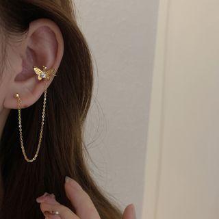 Butterfly Rhinestone Chained Earring