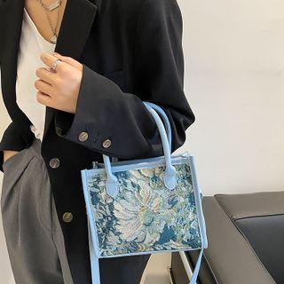 Top Handle Pattern Square Crossbody Bag