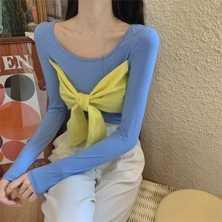 Contrast Bow Panel T-shirt