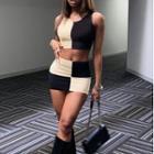Set: Two-tone Tank Top + Two-tone Mini Skirt