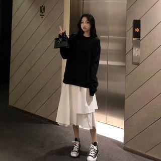 High-waist Asymmetrical Layered Midi Skirt