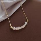 Freshwater Pearl Pendant Alloy Necklace Gold & White - One Size