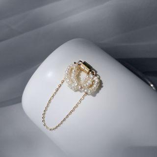 Pearl Chained Layered Cuff Earring 1 Pc - One Size