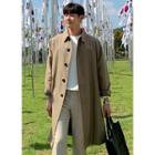 Raglan-sleeve Hidden-button Mac Coat