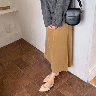 Pointy Faux-suede Mary Jane Flats