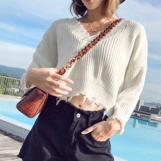Cropped Rip Sweater