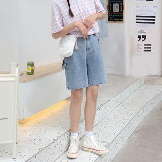 Wide Leg High Waist Denim Shorts