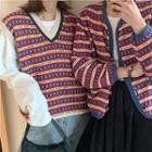Striped Knit Vest / Cardigan