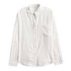 Long-sleeve Lace Embroidered Shirt White - One Size
