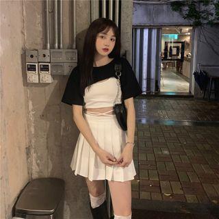 Cross-strap Camisole Top + Long-sleeve Shrug