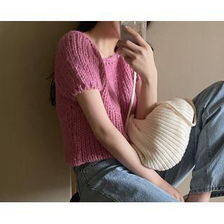 [dearest] Round-neck Alpaca Blend Sweater (pink) One Size