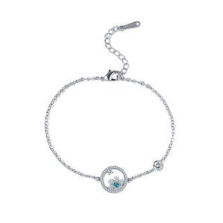 Elegant Snowflake Circle Bracelet With Austrian Element Crystal Silver - One Size