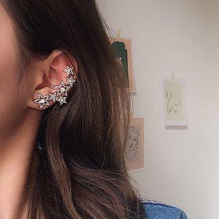 Rhinestone Asymmetric Earring 1 Pair - 925 Silver - One Size