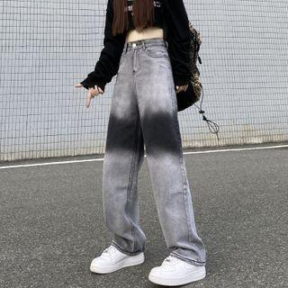 High-waist Straight Leg Tie Dye Jeans