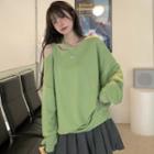 Long-sleeve Cold-shoulder Loose-fit Sweatshirt