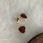 Heart Alloy Earring 1 Pair - Dark Wine Red - One Size