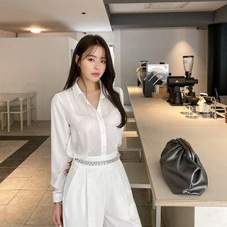 Sheer Crepe Plain Shirt