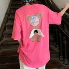 Elbow-sleeve Wing-accent T-shirt