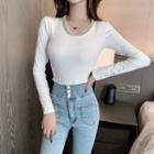 Chain-accent Long-sleeve Plain Top