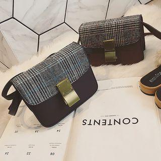 Faux-leather Check Flap Cross Bag