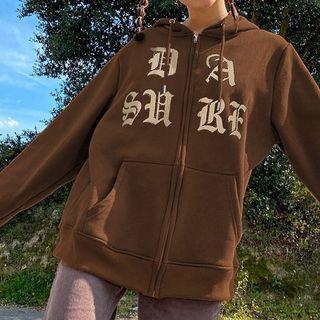 Letter Zip Up Hoodie