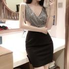 Sleeveless Sequined Mini Sheath Dress