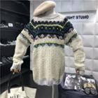 Patterned Cable Knit Sweater As Shown In Figure - One Size