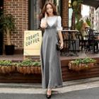 Pinstriped A-line Maxi Dress