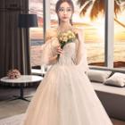 Off-shoulder Lace Embroidered Wedding Ball Gown