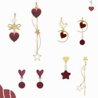Asymmetrical Heart Drop Earring (various Designs)