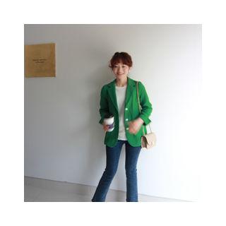 Notched-lapel Single-breasted Linen Jacket