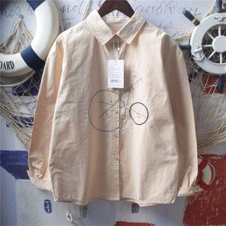 Long-sleeve Geometric Embroidered Shirt