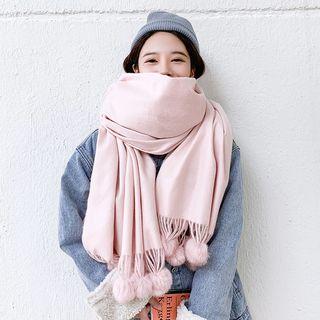 Pom Pom Fringed Scarf